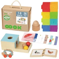 WOOPIE GREEN Box Pudełko XXL Montessori Edukacyjne 6w1 Sensoryczne 7-8 Miesięcy 26el. FSC - zdjęcie 1