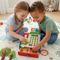 VIGA Drewniana Kasa sklepowa z akcesoriami Skaner Montessori - zdjęcie 2