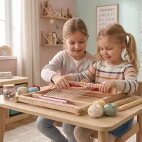 VIGA Drewniane Krosno Warsztat Tkacki Zestaw do tkania Montessori - zdjęcie 2