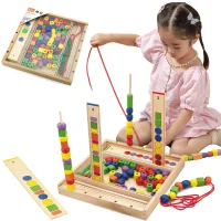 VIGA Drewniana Gra edukacyjna Logiczne koraliki  104 elementy Montessori - zdjęcie 1