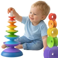 WOOPIE BABY Kolorowa Wieża Układanka Piramidka Edukacyjna 18m+ - zdjęcie 1