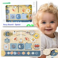 TOOKY TOY Drewniana Tablica Edukacyjna Montessori Astronauta Statek Kosmiczny - zdjęcie 1