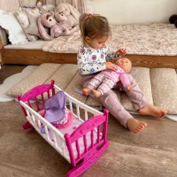 WOOPIE ROYAL Zestaw XL Opiekunka Lalka Jednorożec z Kołyską i Zestawem do Karmienia - zdjęcie 2