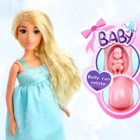 WOOPIE ROYAL Lalka Lily z Brzuszkiem w Ciąży Niemowlak Błękitna Sukienka - zdjęcie 3