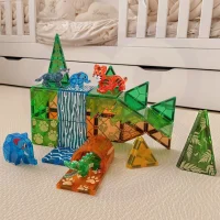 WOOPIE Klocki Magnetyczne Konstrukcyjne 3D Zestaw Edukacyjny Zwierzęta Dżungli 45el. - zdjęcie 2