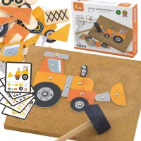VIGA Drewniana Przybijanka Pojazdy budowlane 45 elementów Montessori - zdjęcie 1
