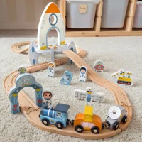 TOOKY TOY Drewniana Kolejka Kosmiczna Zestaw Tory - zdjęcie 2