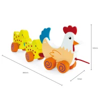 VIGA Zestaw do ciągnięcia Kurka z kurczakami 36 cm - zdjęcie 3
