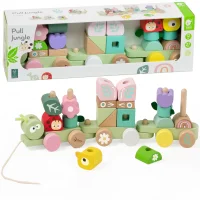CLASSIC WORLD Montessori Kolejka Gąsienica Drewniana Układanka - zdjęcie 1