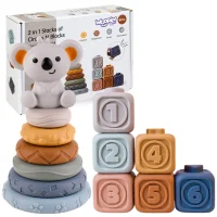 WOOPIE BABY Miękkie Gumowe Klocki Sensoryczne Zestaw 3w1 Miś - zdjęcie 1