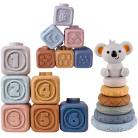 WOOPIE BABY Miękkie Gumowe Klocki Sensoryczne Zestaw 3w1 Miś - zdjęcie 2