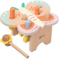 CLASSIC WORLD Wbijak Pastelowy Motylek Montessori z Młoteczkiem 8el. - zdjęcie 1