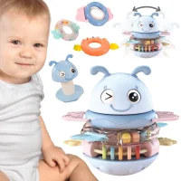 WOOPIE Baby Wańka Wstańka Zabawka Sensoryczna 2w1 Grzechotka Gryzak - zdjęcie 1