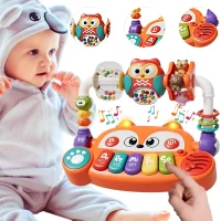 WOOPIE BABY Interaktywne Pianino Edukacyjne Sensoryczne Lisek LED Grzechotki - zdjęcie 1
