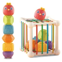 WOOPIE BABY Elastyczna Kostka Sensoryczna Sorter dla Dzieci Zwierzątka + Grzechotka 7 el. - zdjęcie 1