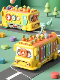 WOOPIE BABY Interaktywny Autobus Montessori Edukacyjny 6w1 Młoteczek Cymbałki +18 m - zdjęcie 2