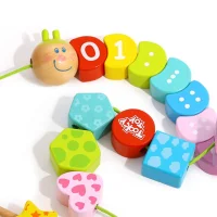 TOOKY TOY Drewniane Klocki do Nawlekania Gąsienica Nauka Liczenia 20 el. - zdjęcie 3