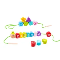 TOOKY TOY Drewniane Klocki do Nawlekania Gąsienica Nauka Liczenia 20 el. - zdjęcie 2