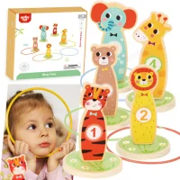 TOOKY TOY Drewniana Gra Zręcznościowa Rzut do Celu Zwierzątka 15 el. - zdjęcie 1