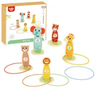 TOOKY TOY Drewniana Gra Zręcznościowa Rzut do Celu Zwierzątka 15 el. - zdjęcie 2