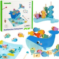 TOOKY TOY Drewniana Gra Wieloryb i Rybki Wielofunkcyjna 4 w 1 - zdjęcie 1