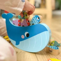 TOOKY TOY Drewniana Gra Wieloryb i Rybki Wielofunkcyjna 4 w 1 - zdjęcie 2