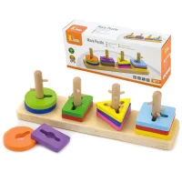 VIGA Drewniane klocki z sorterem kształtów Montessori - zdjęcie 1