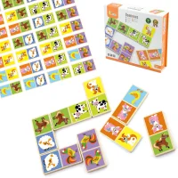 VIGA Edukacyjne Klocki Domino Drewniane gra Farma 28 elementów Montessori - zdjęcie 2