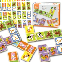 VIGA Edukacyjne Klocki Domino Drewniane gra Farma 28 elementów Montessori - zdjęcie 1
