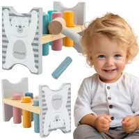 VIGA PolarB Drewniana Ławeczka Przebijanka Wbijanka z Młotkiem - Montessori - zdjęcie 1