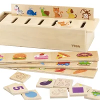VIGA Drewniany Edukacyjny Sorter Gra Zwierzątka Owoce Warzywa Montessori - zdjęcie 1