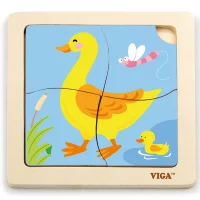 VIGA Poręczne Drewniane Puzzle Kaczuszka Układanka 4 elementy - zdjęcie 1