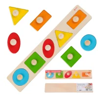 CLASSIC WORLD Drewniana Układanka Geometryczna MONTESSORI Sorter Kształtów Nauka Kolorów 6el. - zdjęcie 1