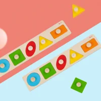 CLASSIC WORLD Drewniana Układanka Geometryczna MONTESSORI Sorter Kształtów Nauka Kolorów 6el. - zdjęcie 2