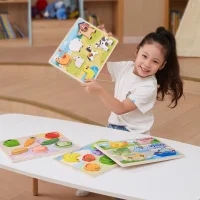 VIGA Drewniane Puzzle Układanka Montessori 2w1 Figurki Farma - zdjęcie 2