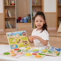 VIGA Drewniane Puzzle Układanka Montessori 2w1 Figurki Warzywa - zdjęcie 3