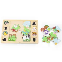 VIGA Drewniane Puzzle Odgadnij Po Cieniu - Farma Układanka 17 el. - zdjęcie 3