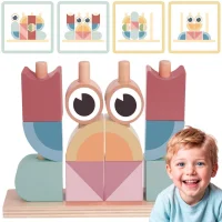 TOOKY TOY Krab Układanka Drewniana Stosy Klocki Bloki Pastelowy - zdjęcie 1