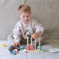 TOOKY TOY Krab Układanka Drewniana Stosy Klocki Bloki Pastelowy - zdjęcie 2