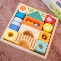 CLASSIC WORLD Drewniane Klocki Sensoryczne 7 Funkcji Układanka Multifunkcyjna Kształty Dźwięk MONTESSORI 14 el. - zdjęcie 2