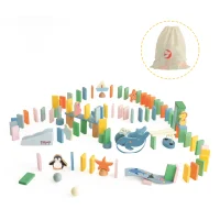 CLASSIC WORLD Drewniane Domino Tor Logiczny Przeszkód Układanka Montessori 100 el. - zdjęcie 3