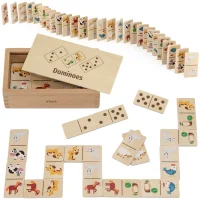 VIGA Drewniane Domino 2w1 Zwierzęta i Liczby - zdjęcie 1