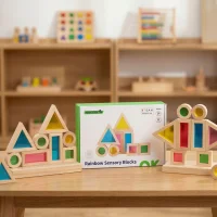 TOOKY TOY Drewniane Kolorowe Klocki Lustra Zestaw 8 el. FSC - zdjęcie 4
