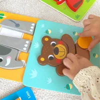 WOOPIE GREEN Układanka Drewniana Klocki Zwierzątka Montessori FSC 34el. - zdjęcie 3