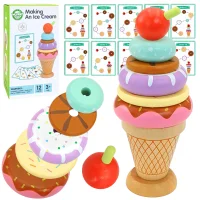 WOOPIE GREEN Drewniane Lody Układanka Montessori Cukiernia 12 el. FSC - zdjęcie 1