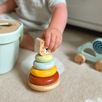 WOOPIE GREEN Pudełko Sorter Box 3w1 Klocki Piramidka Słonik FSC - zdjęcie 3