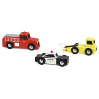 CLASSIC WORLD Drewniane Samochodziki Policja Straż Laweta Zestaw 3 szt. - zdjęcie 3