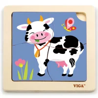 VIGA Poręczne Drewniane Puzzle Krówka - zdjęcie 3