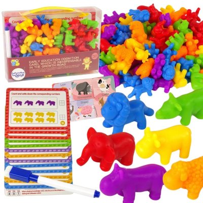 WOOPIE Zestaw Edukacyjny Nauka Liczenia Montessori Sorter Kolorów Zwierzęta 83 el. - zdjęcie 1