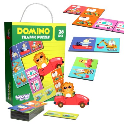 WOOPIE Gra Edukacyjna Transport Zwierzęta Puzzle Domino Montessori - zdjęcie 1